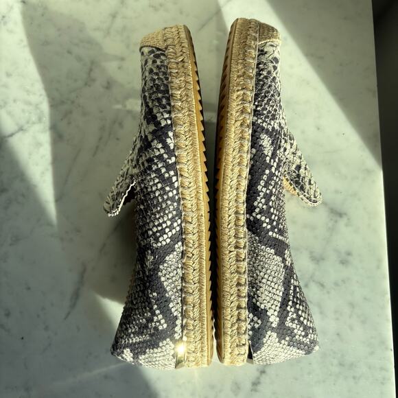 Stuart Weitzman Snakeskin Espadrille Flats Beige Black Women’s 6.5 - Picture 4 of 10